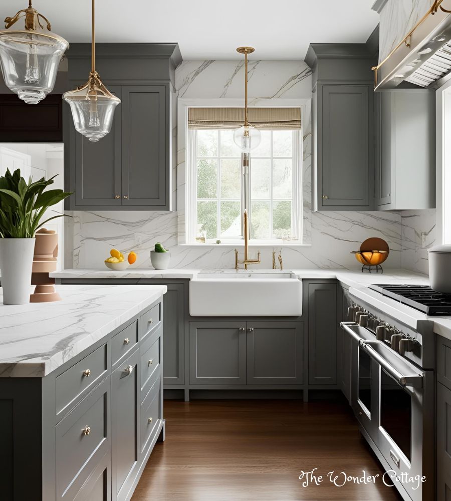 beautiful kitchen design with mable countertop