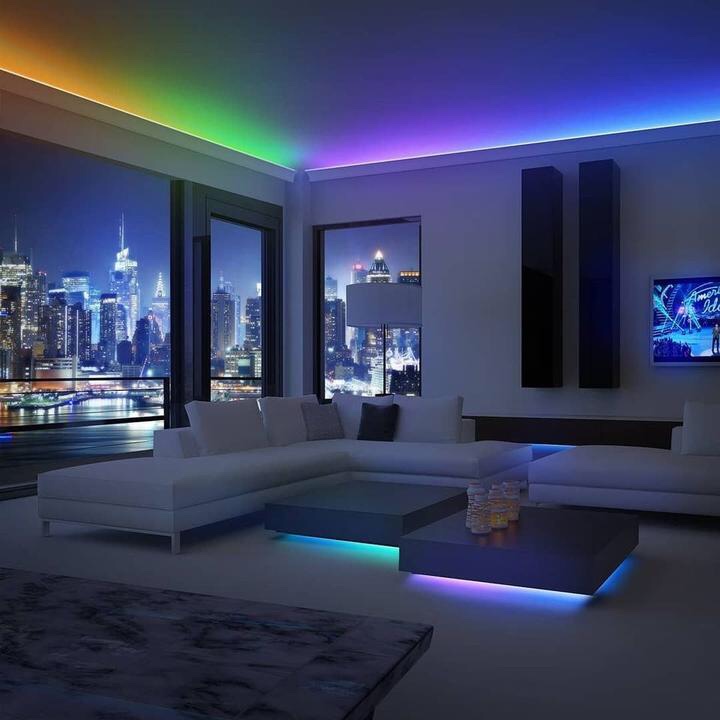 Led strip ceiling living room