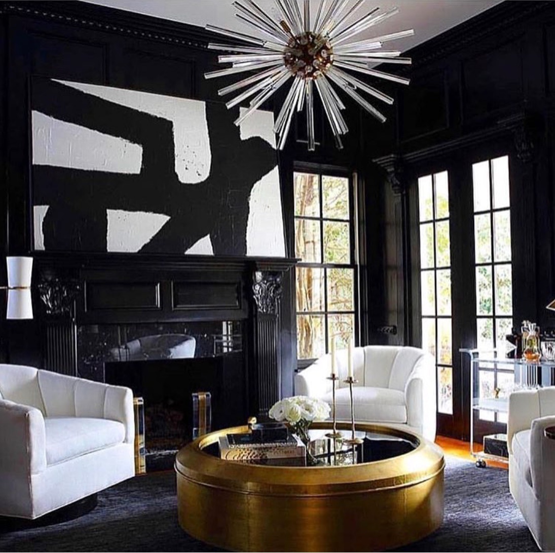 black and white living room decor