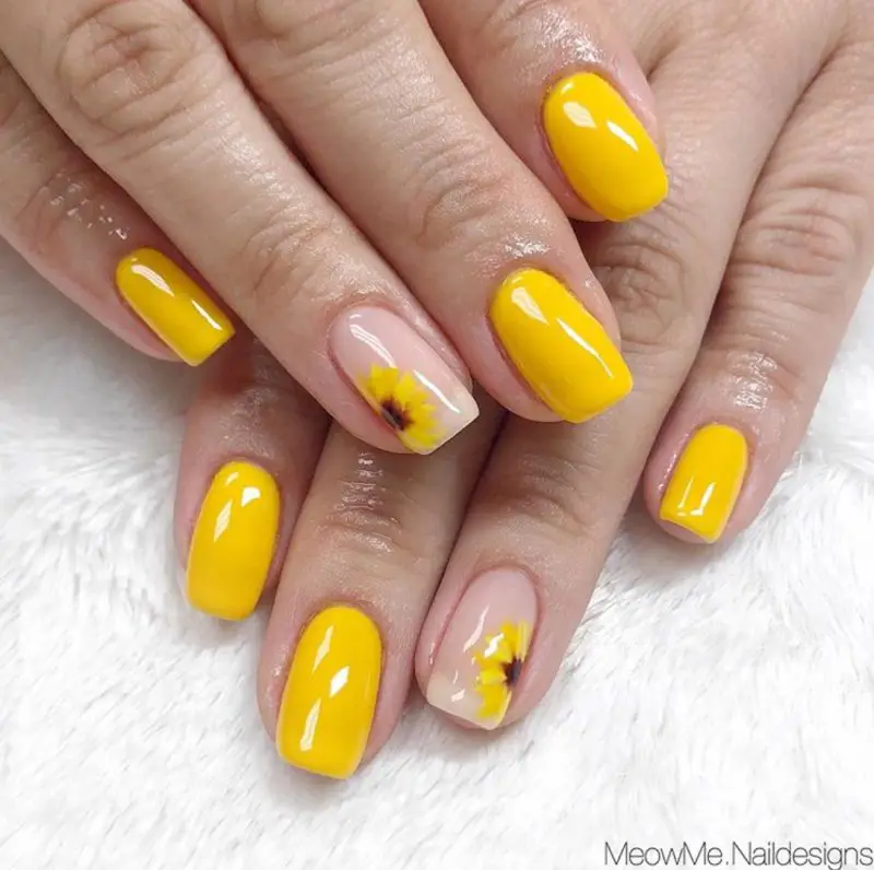 40+ Sunflower Nail Designs For Summer - The Wonder Cottage