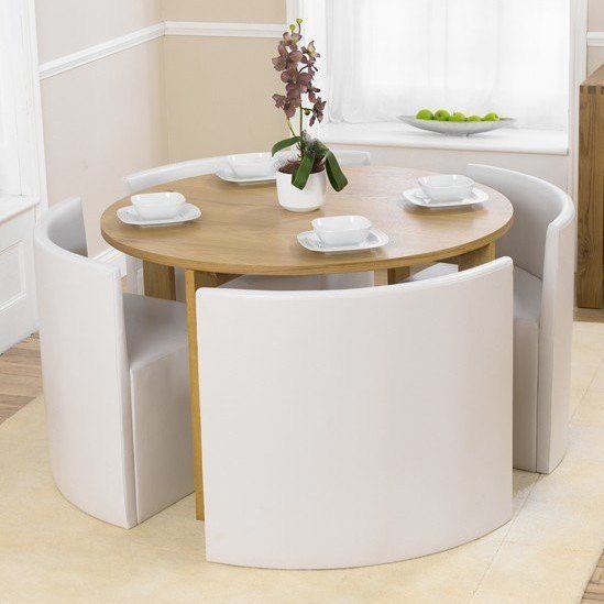Dining Tables With Tuck Under Chairs, Round Dining Table With Chairs That Tuck Under