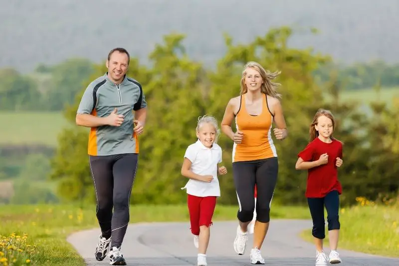 Family jogging outdoors