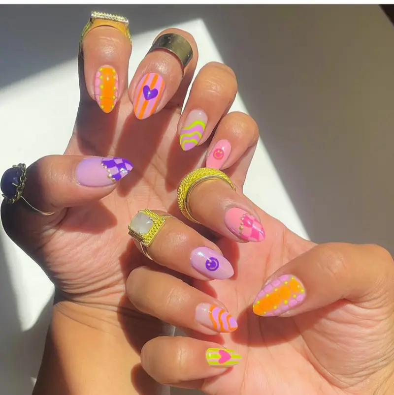 multicolored nails
