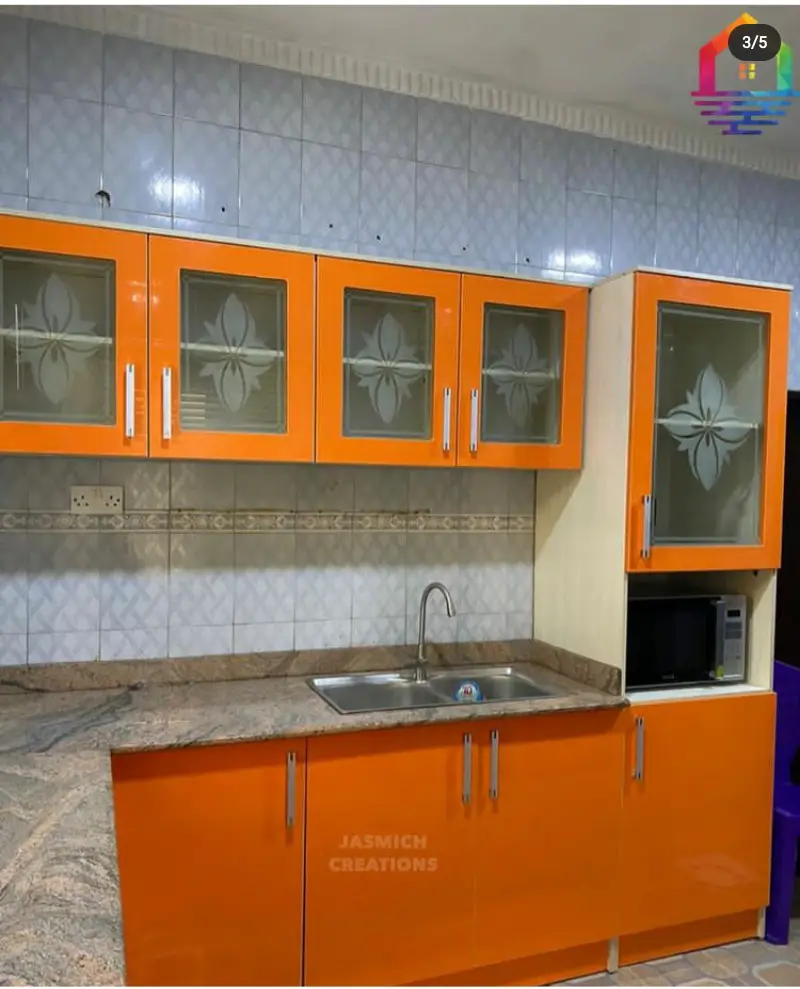 orange colored kitchens