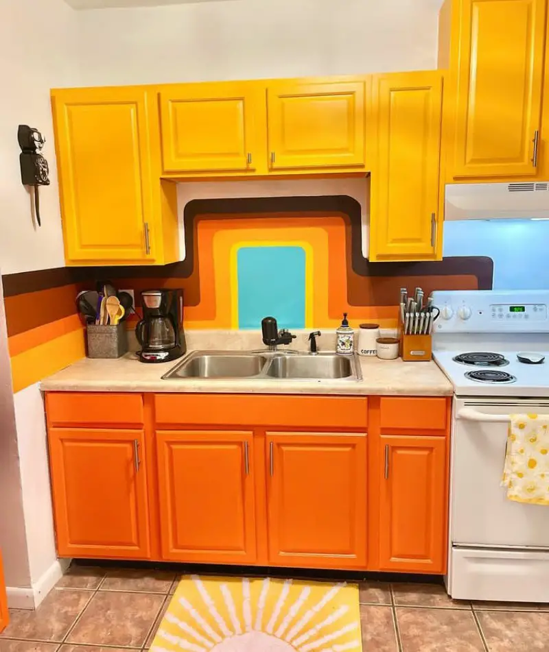 orange-colored kitchens