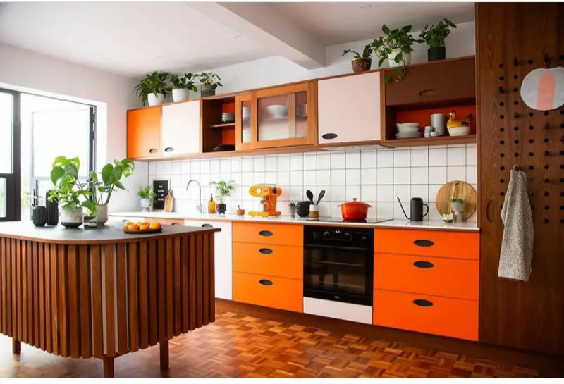 orange-colored kitchens