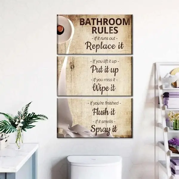 Five Bathroom Rules Multi Panel Canvas Wall Art