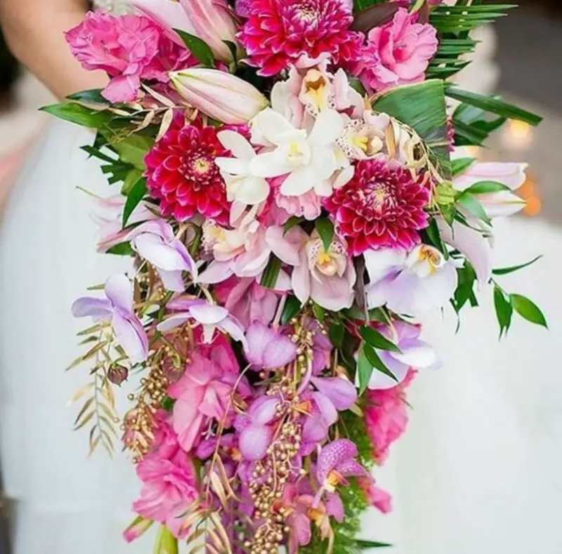 cascading wedding bouquet