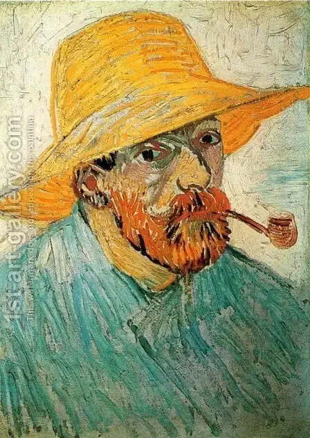 Van Gogh Self-portrait with pipe and straw hat, 1888