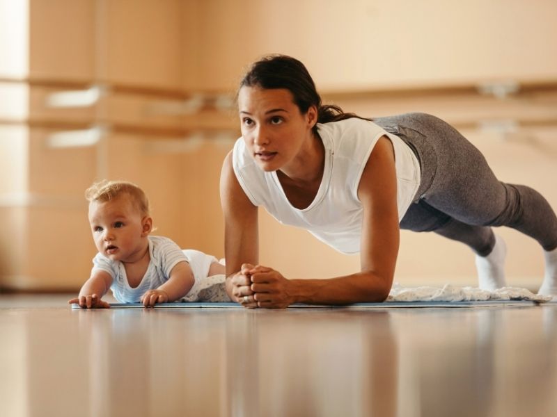 mommy exercising with baby