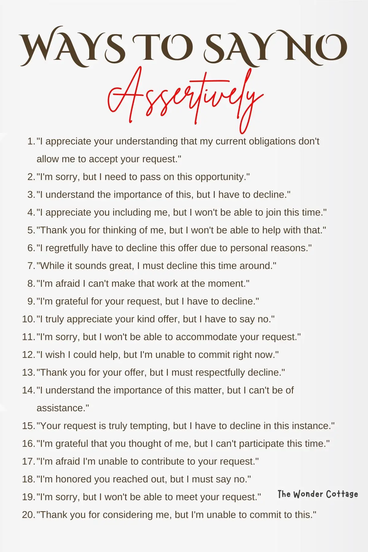 Ways to say no assertively