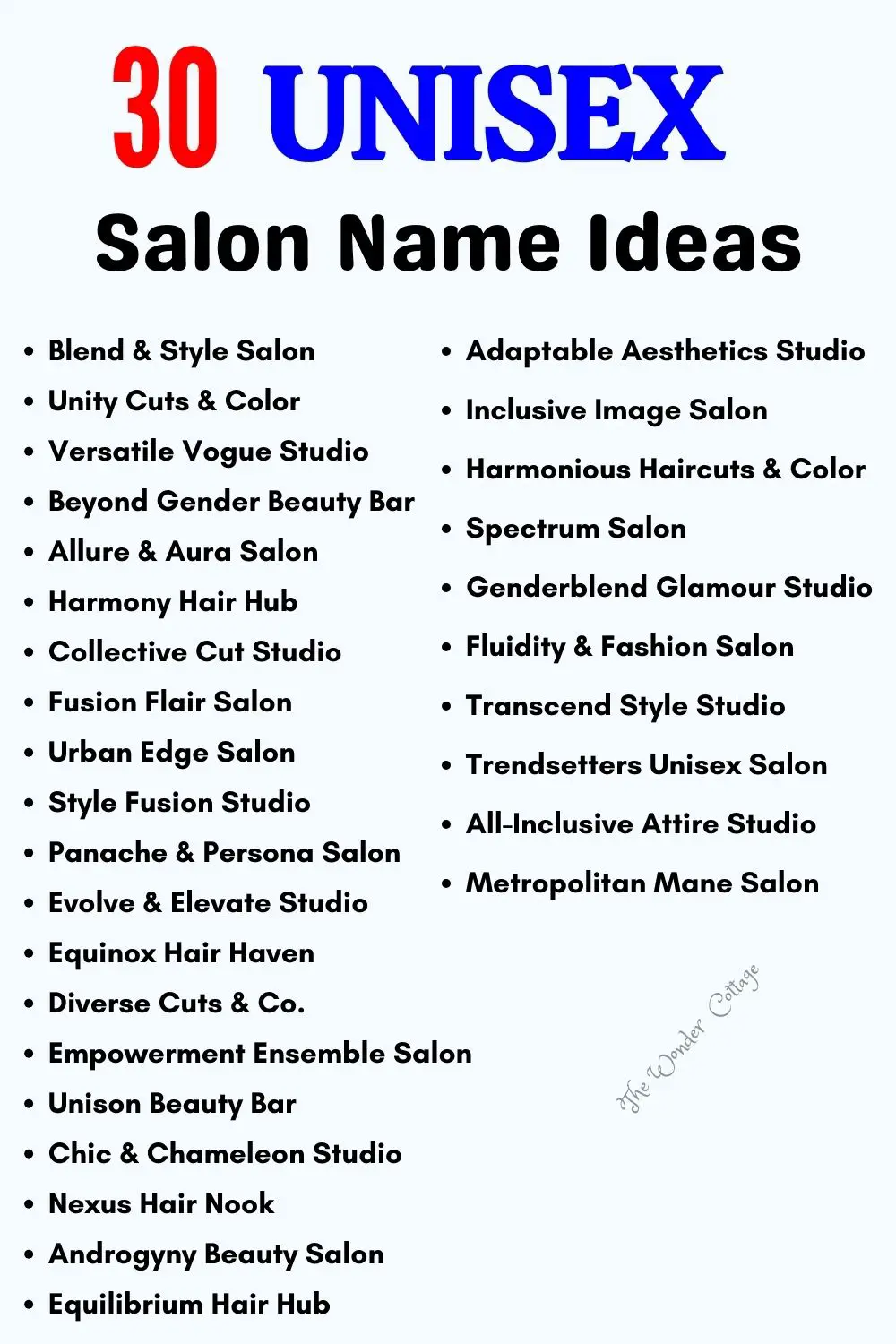 Unisex salon names ideas