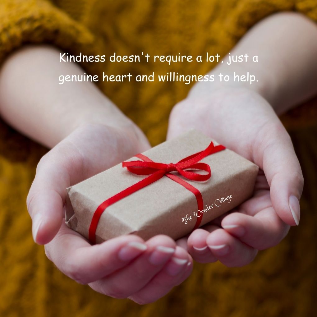Kindness doesn't require a lot, just a genuine heart and willingness to help.