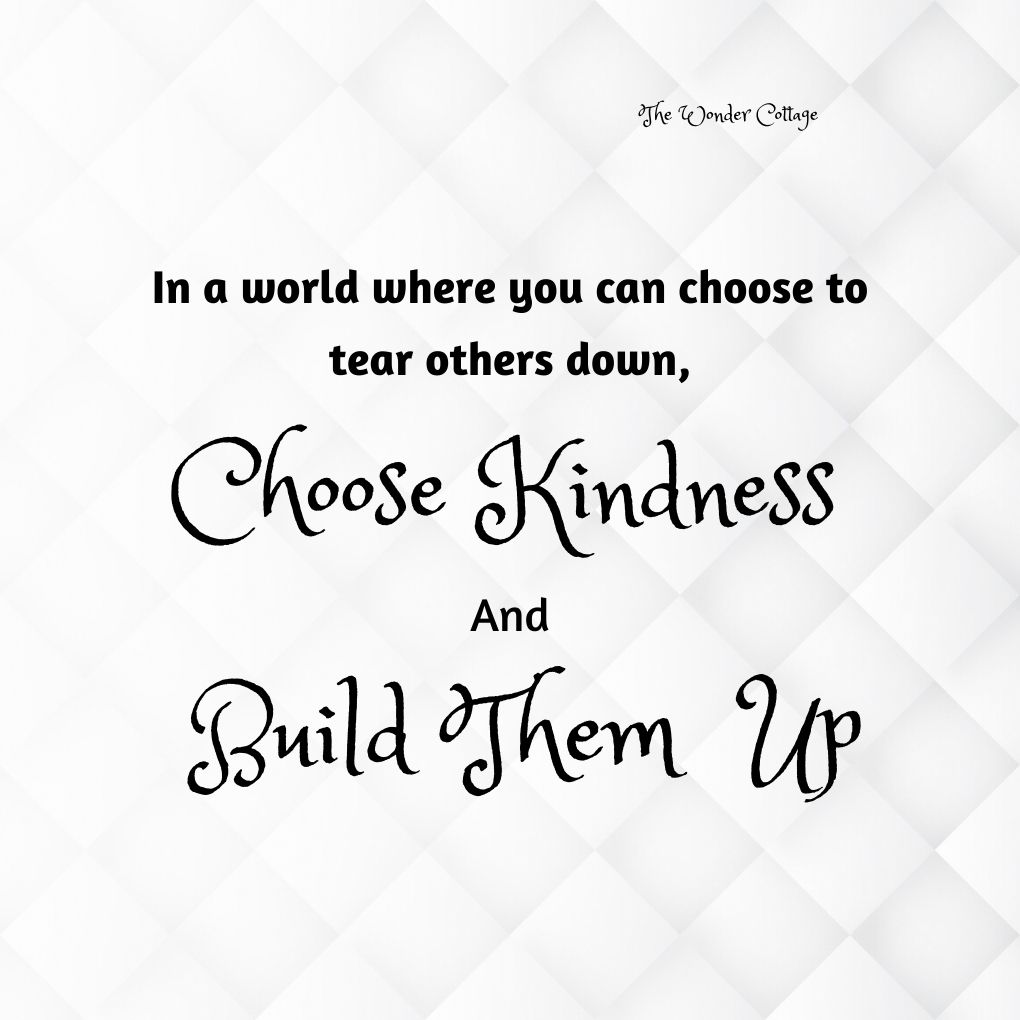 In a world where you can choose to tear others down, choose kindness and build them up.