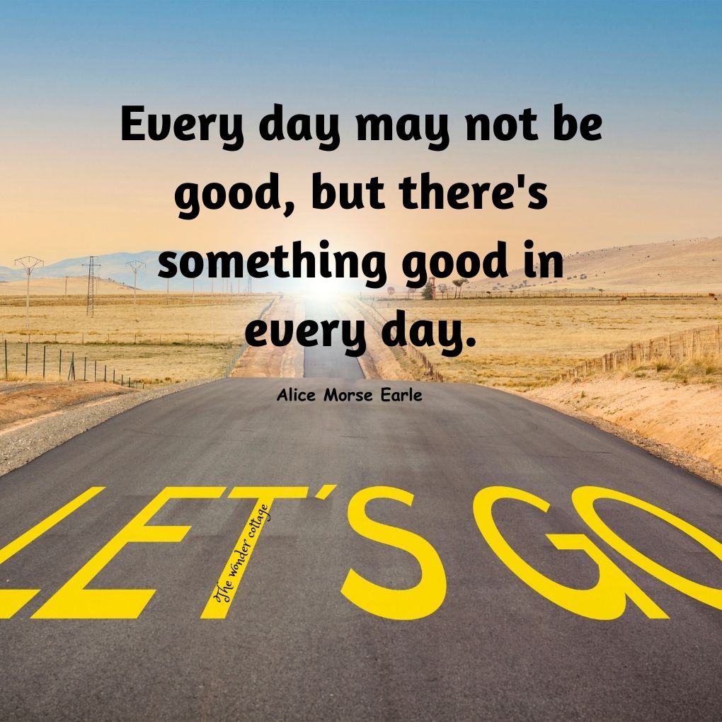 Every day may not be good, but there is something good in every day. - Alice Morse Earle