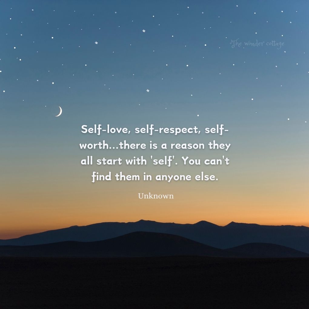Self-love, self-respect, self-worth...there is a reason they all start with 'self'. You can't find them in anyone else. - Unknown